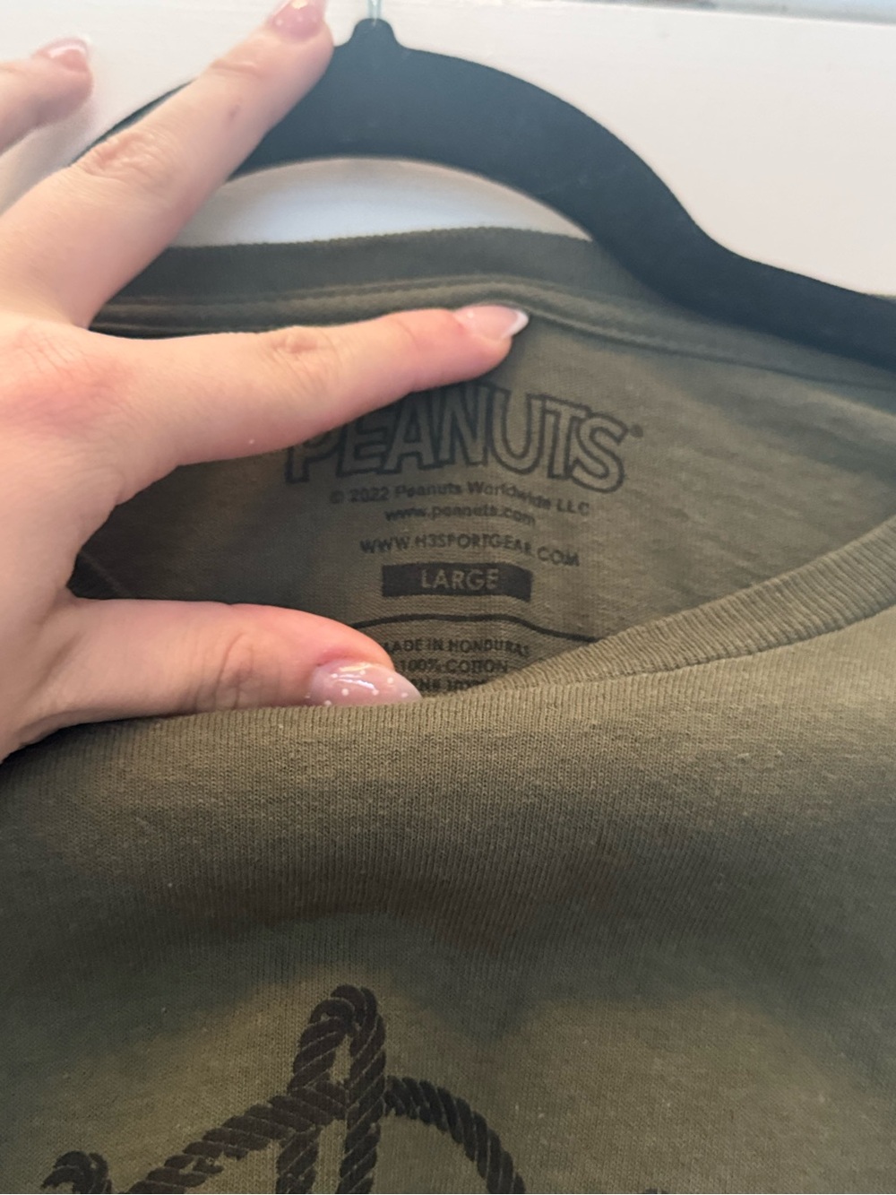 Peanuts Olive Green Snoopy Rope Graphic Tee - Picture 2 of 2